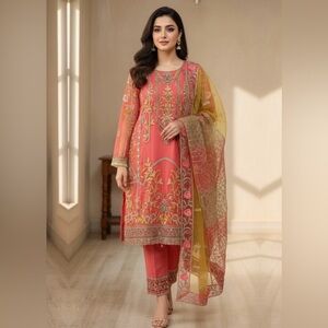 Pakistani/ Afghani Coral pink kurta set for women